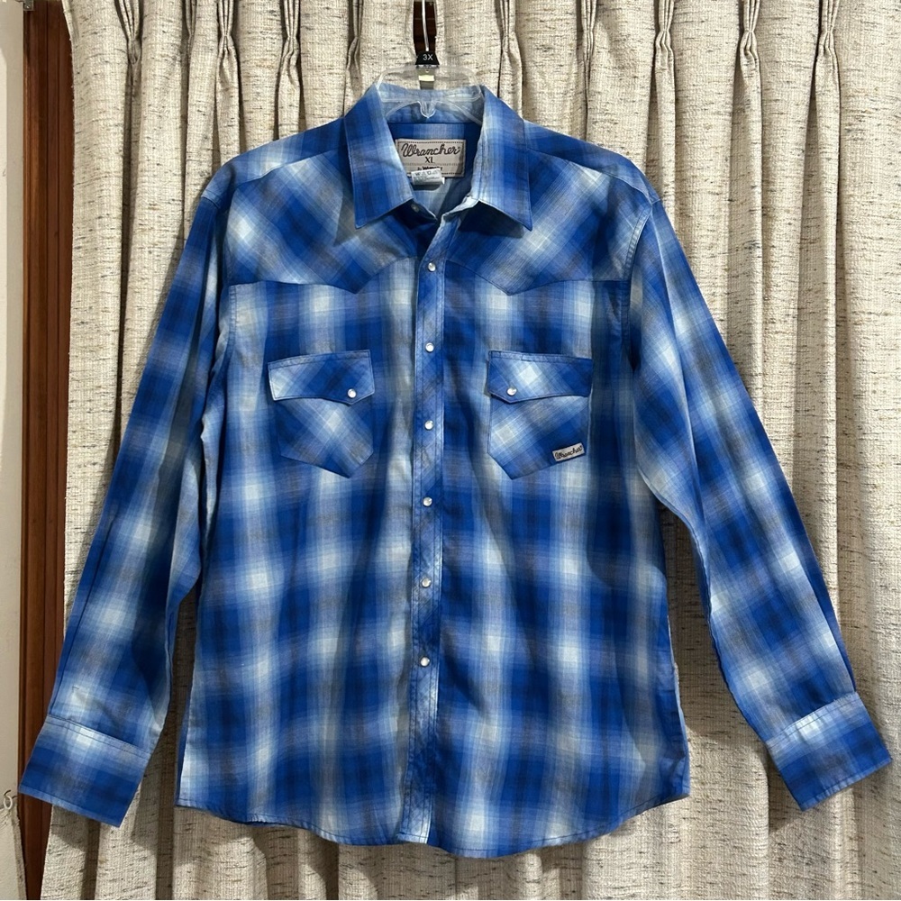 Wrancher by Wrangler Western Pearl Snap Long Sleeve Plaid Shirt - XL
